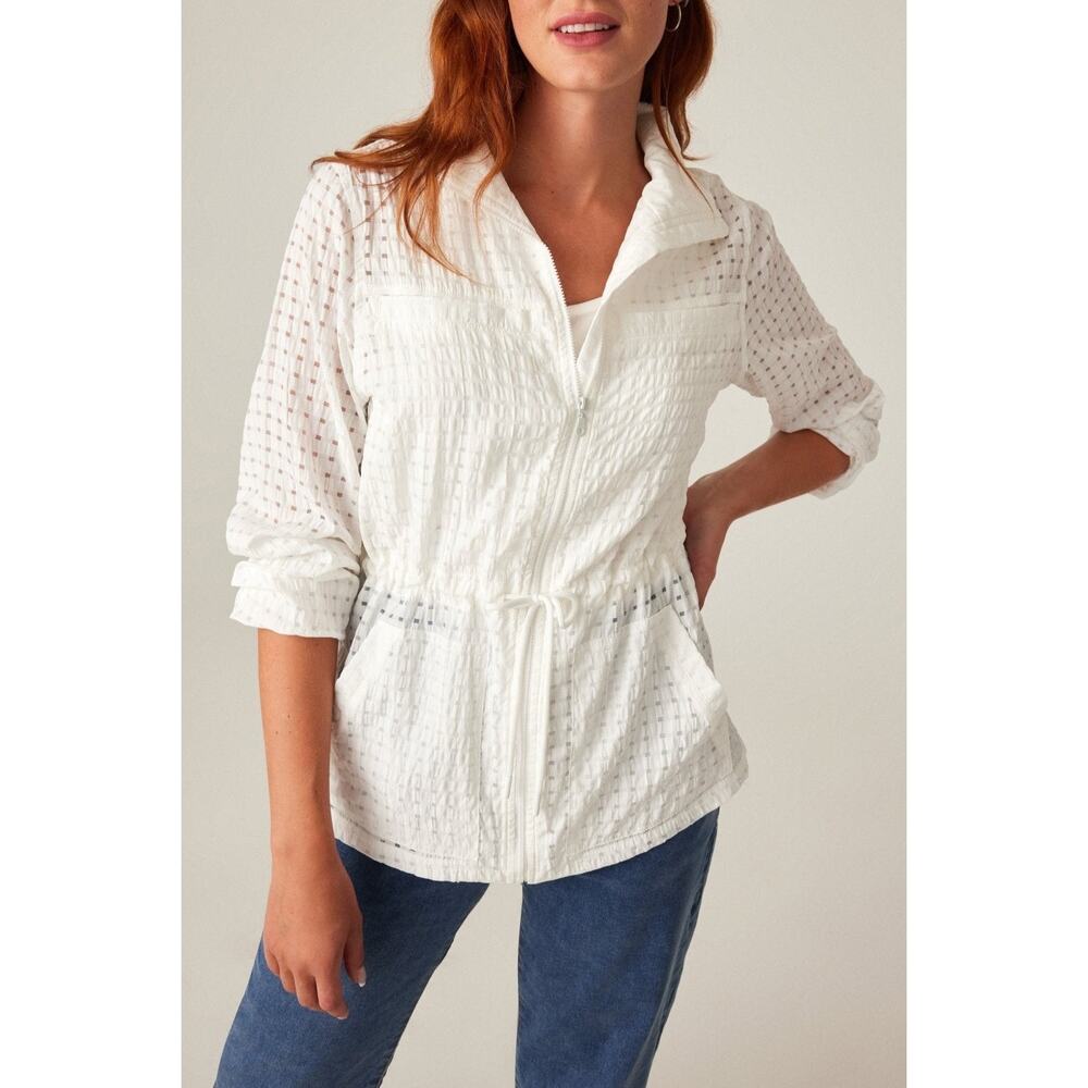 Women's White Zip Up Lightweight Jacket Size L Coco Y Club NWT Summer Jacket